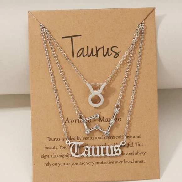 Jewelry - 3pc Taurus Zodiac Silver Necklace